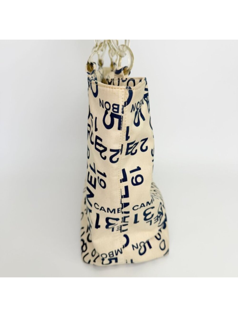 Chanel Logo Mania Typography Tote Canvas Ivory Vintage - Picture 5 of 16
